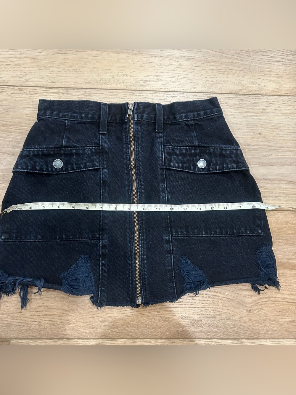 CARMAR Dark Blue Denim Mini Skirt with Front Zip - Picture 4 of 6